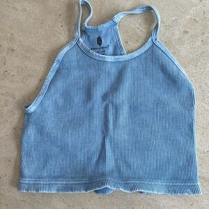 Free People Blue Ribbed Tank Top